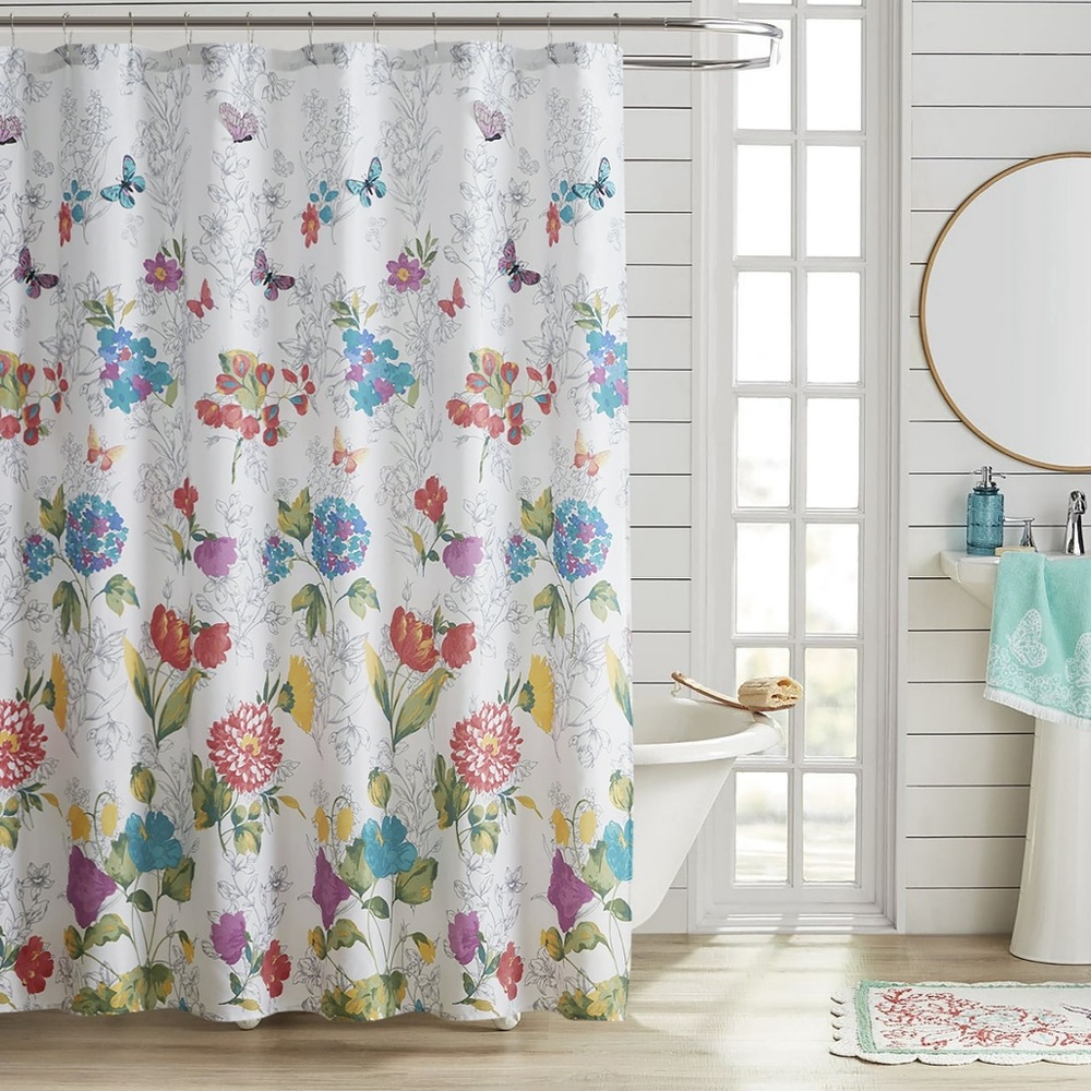 The Pioneer Woman Blooming Bouquet Floral Embroidered Cotton-Rich Shower…